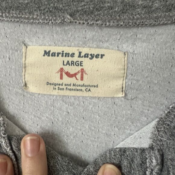 Marine Layer Gray Men’s Henley Long Sleeve Shirt GraySoft Knit Pullover Size L - Picture 8 of 8